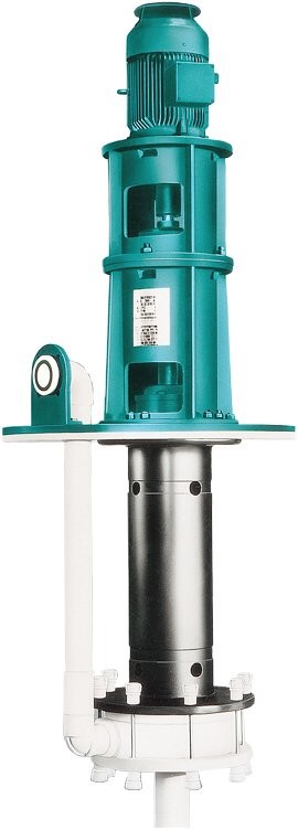 Vertical immersion chemical pump of plastic materials, wet mounting Type series VKPF
