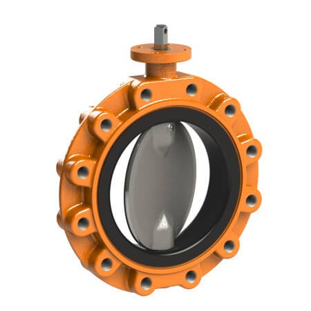 Concentric butterfly valve with vulcanized rubber lining